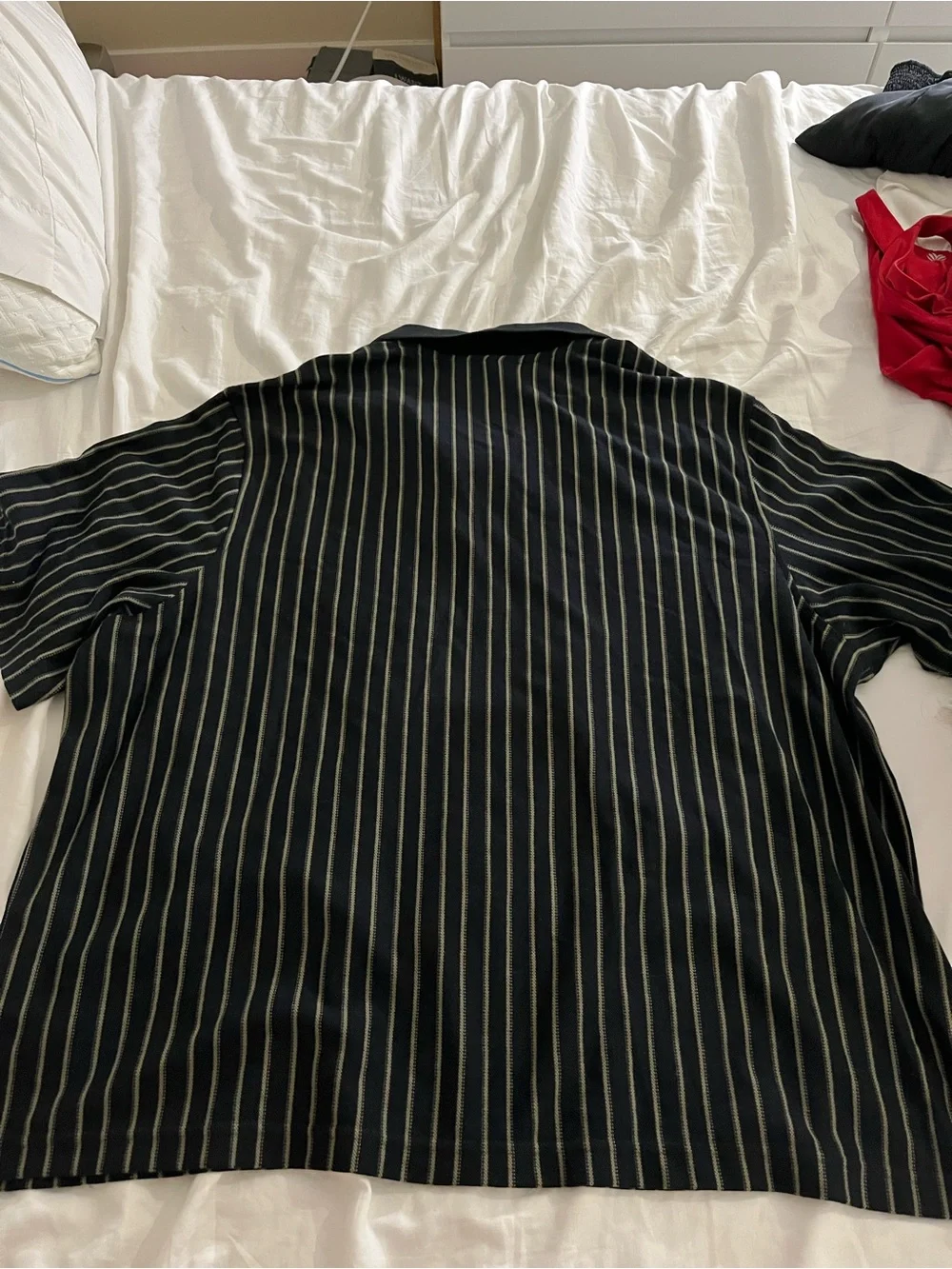 adidas Black Polo with Thin Vertical Stripes
